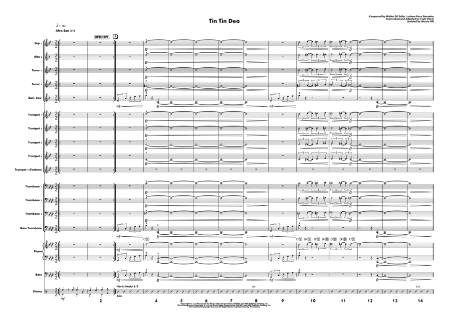 Tin Tin Deo Jazz Ensemble scores gallery preview page 1