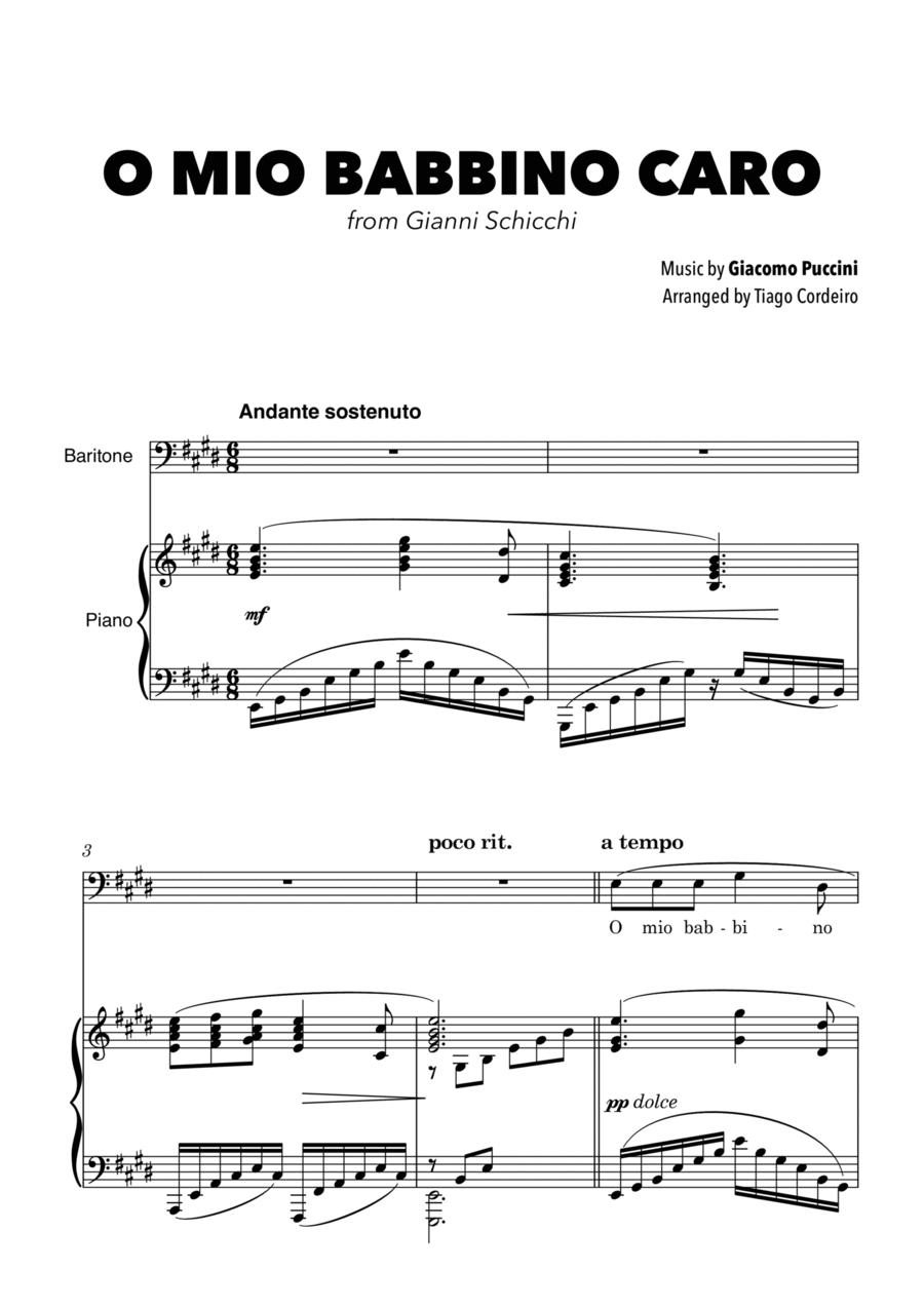 O Mio Babbino Caro O Mio Babbino Caro Voice scores gallery preview page 1