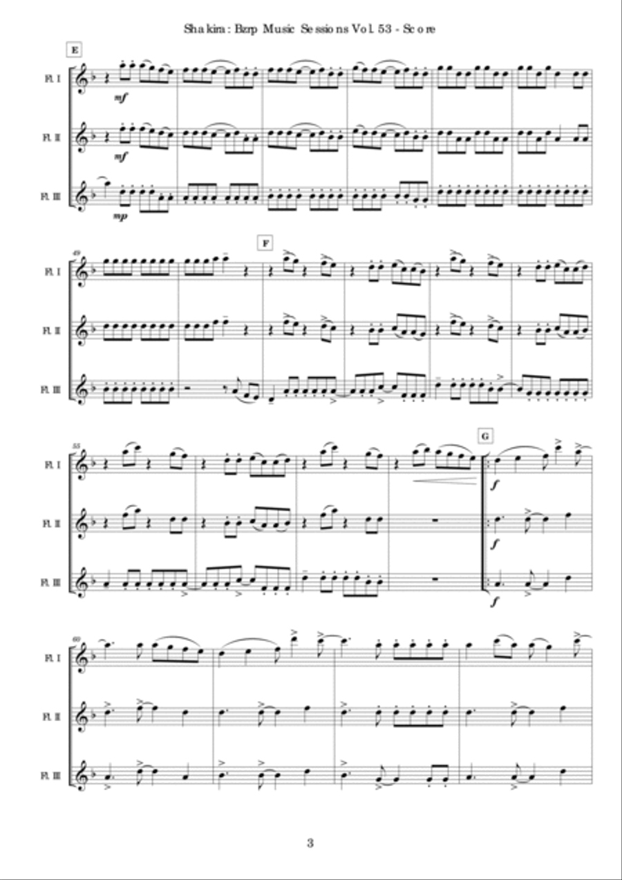 Shakira: Bzrp Music Sessions Vol. 53 Woodwind Trio scores gallery preview page 4