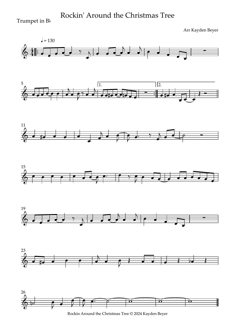 Rockin' Arround the Christmas Tree Brass Duet scores gallery preview page 2