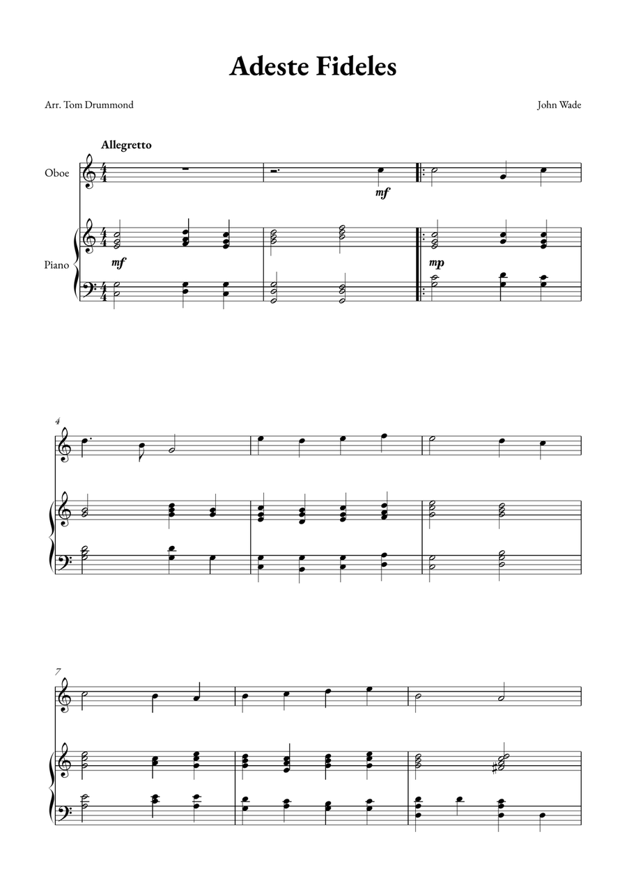Adeste Fidelis Adeste Fidelis Piano scores gallery preview page 1
