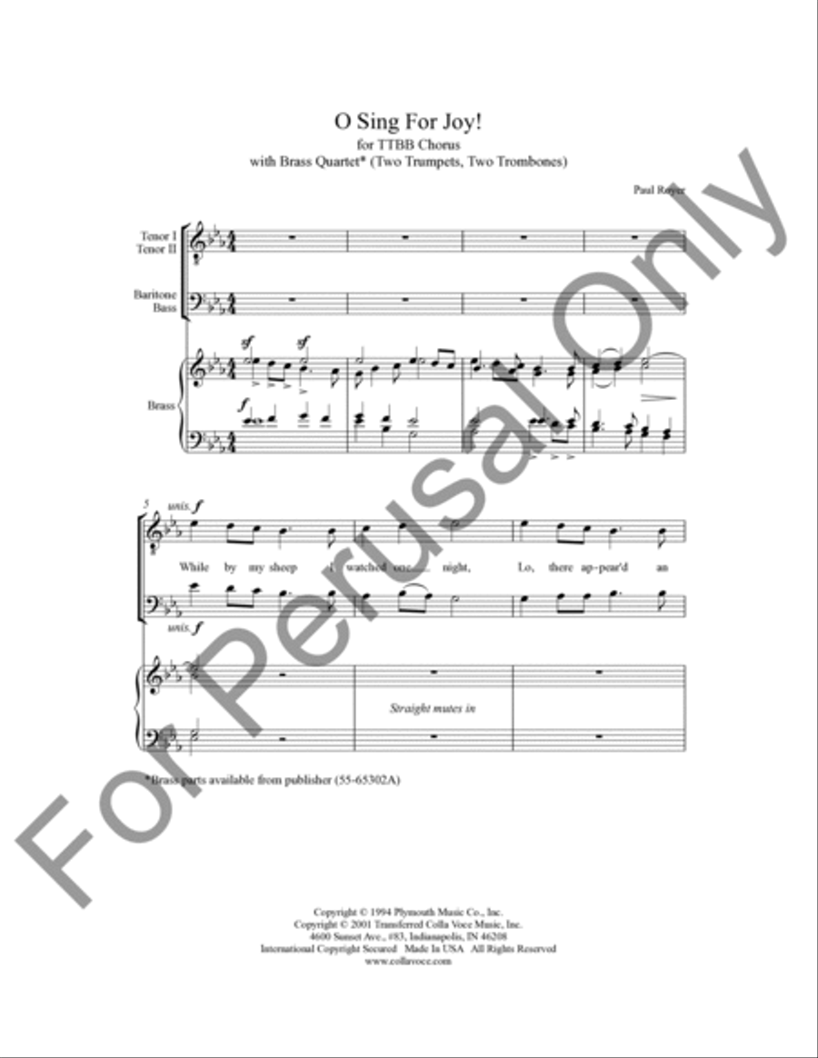 O Sing For Joy! (Choral Score) TTBB scores gallery preview page 2