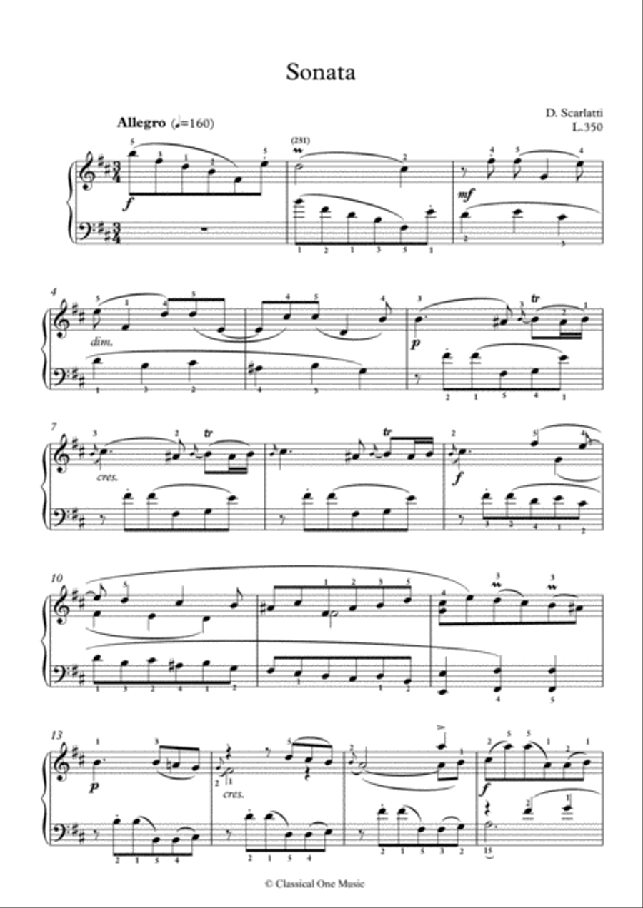 Scarlatti-Sonata in B-minor L.350 K.498(piano) Piano Solo scores gallery preview page 2