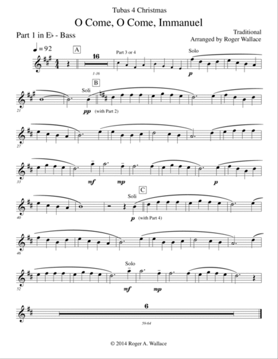 O Come, O Come, Immanuel (Emmanuel) - Tuba Quartet Brass Quartet scores gallery preview page 6