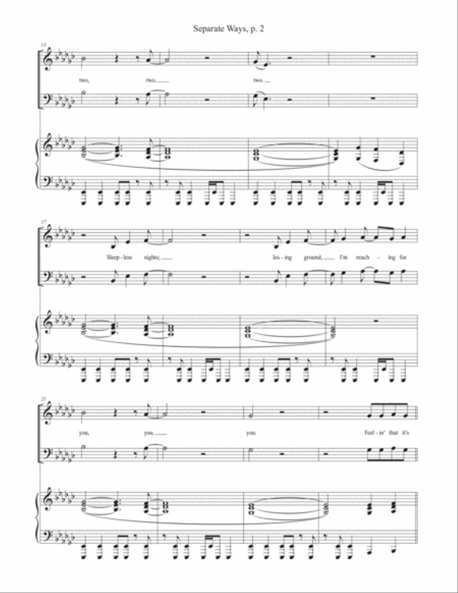 Separate Ways (worlds Apart) 4-Part scores gallery preview page 2