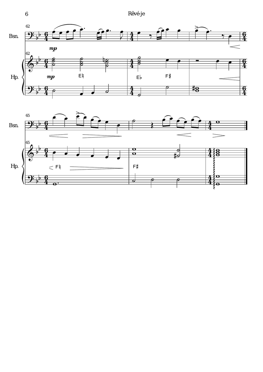 Rêvé-je (Am I Dreaming?) for bassoon and harp Bassoon scores gallery preview page 6