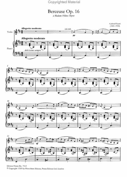 Anthology of Original Pieces - Violin and Piano by Gabriel Faure Violin Solo - Sheet Music