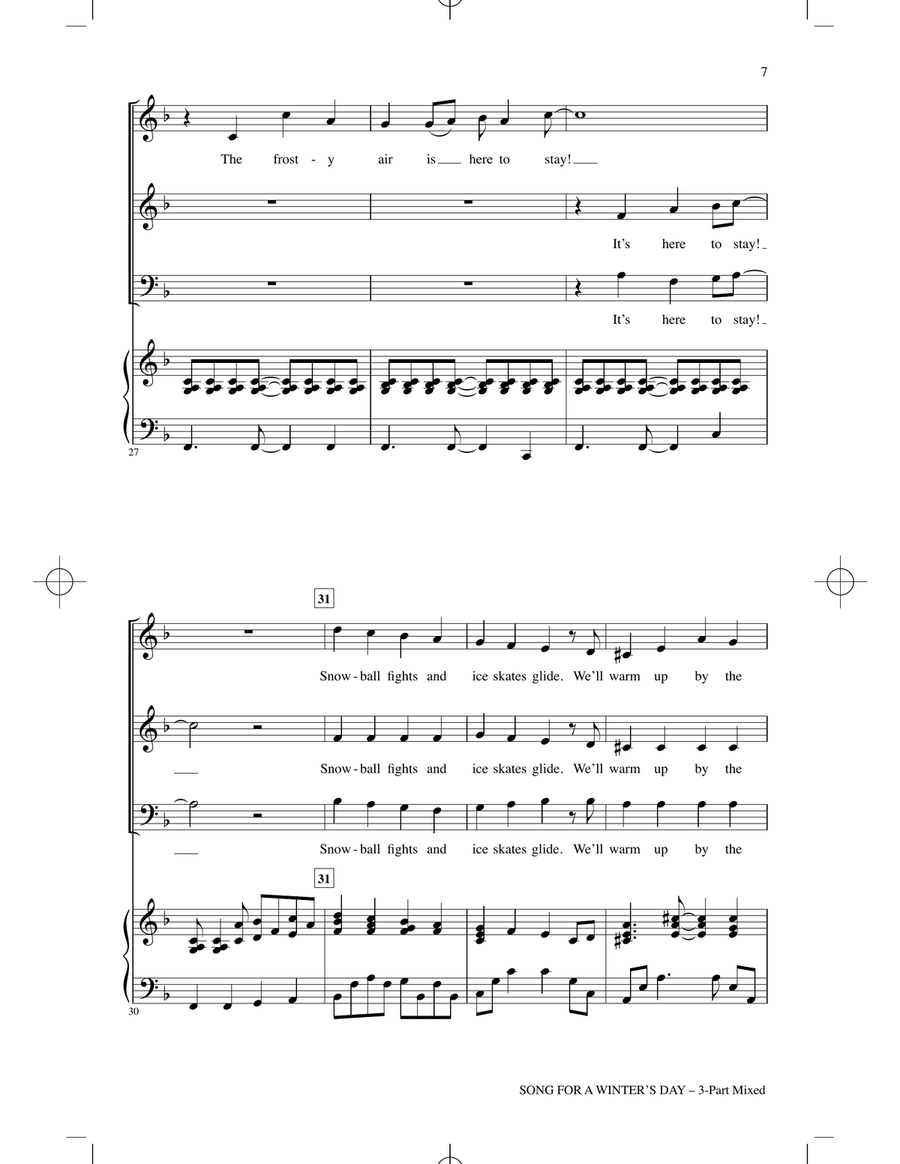 Song For A Winter's Day 3-Part scores gallery preview page 5