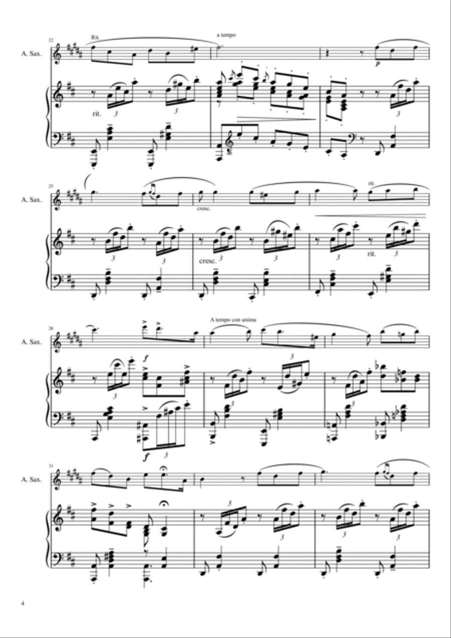Mattinata (Leoncavallo) arranged for Alto Saxophone and Piano Alto Saxophone scores gallery preview page 4