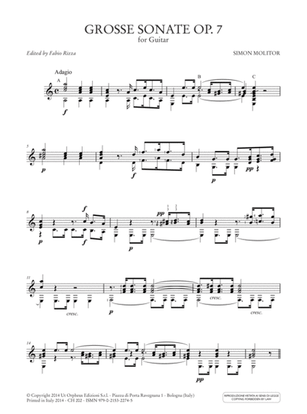 Grosse Sonate Op. 7 for Guitar