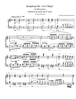 Beethoven/Liszt - Symphony No.1 Op.21 1st Movement - S.464/1 - For Piano Solo Original With Fingered
