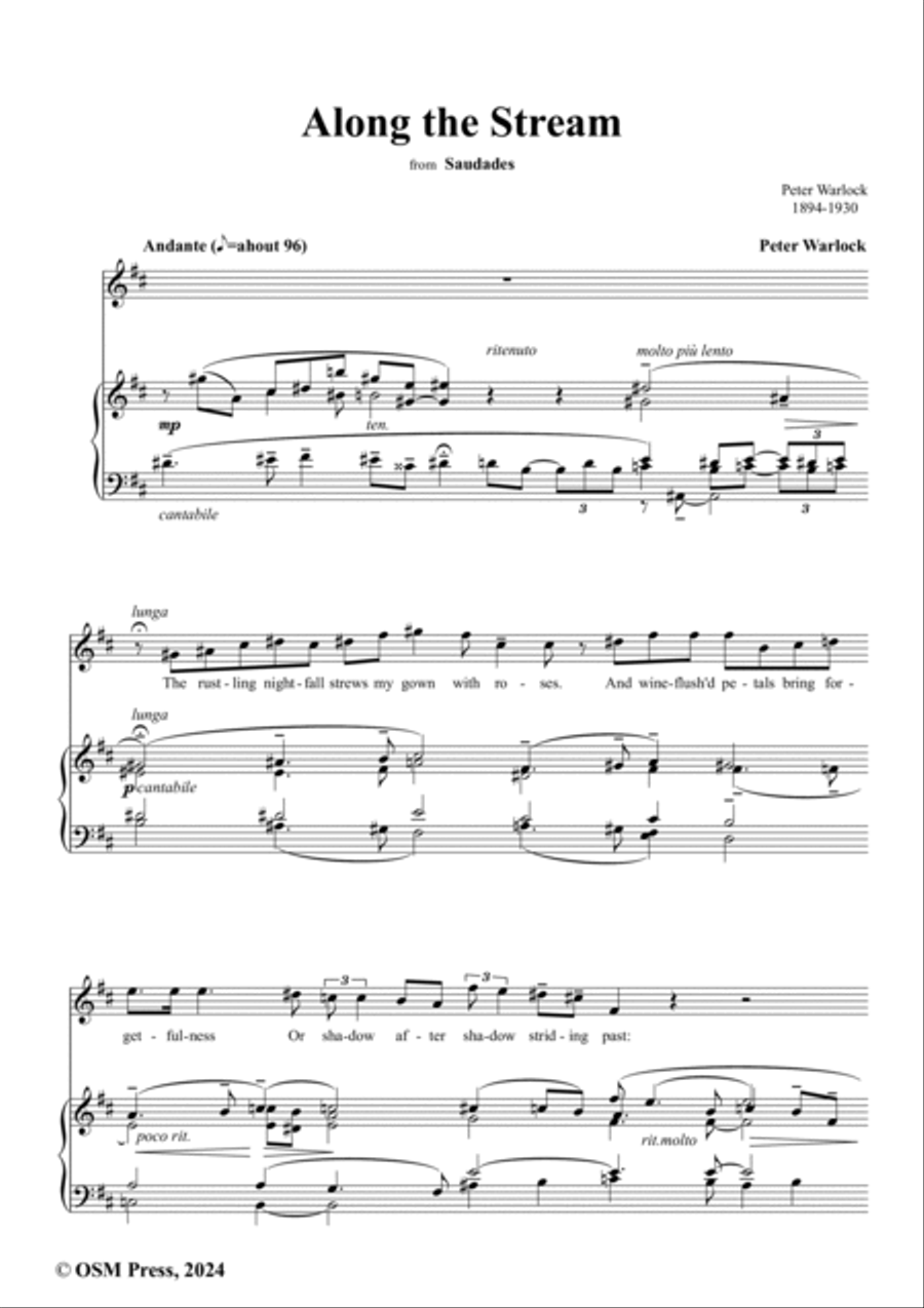 Warlock-Along the Stream,in D Major Voice scores gallery preview page 2