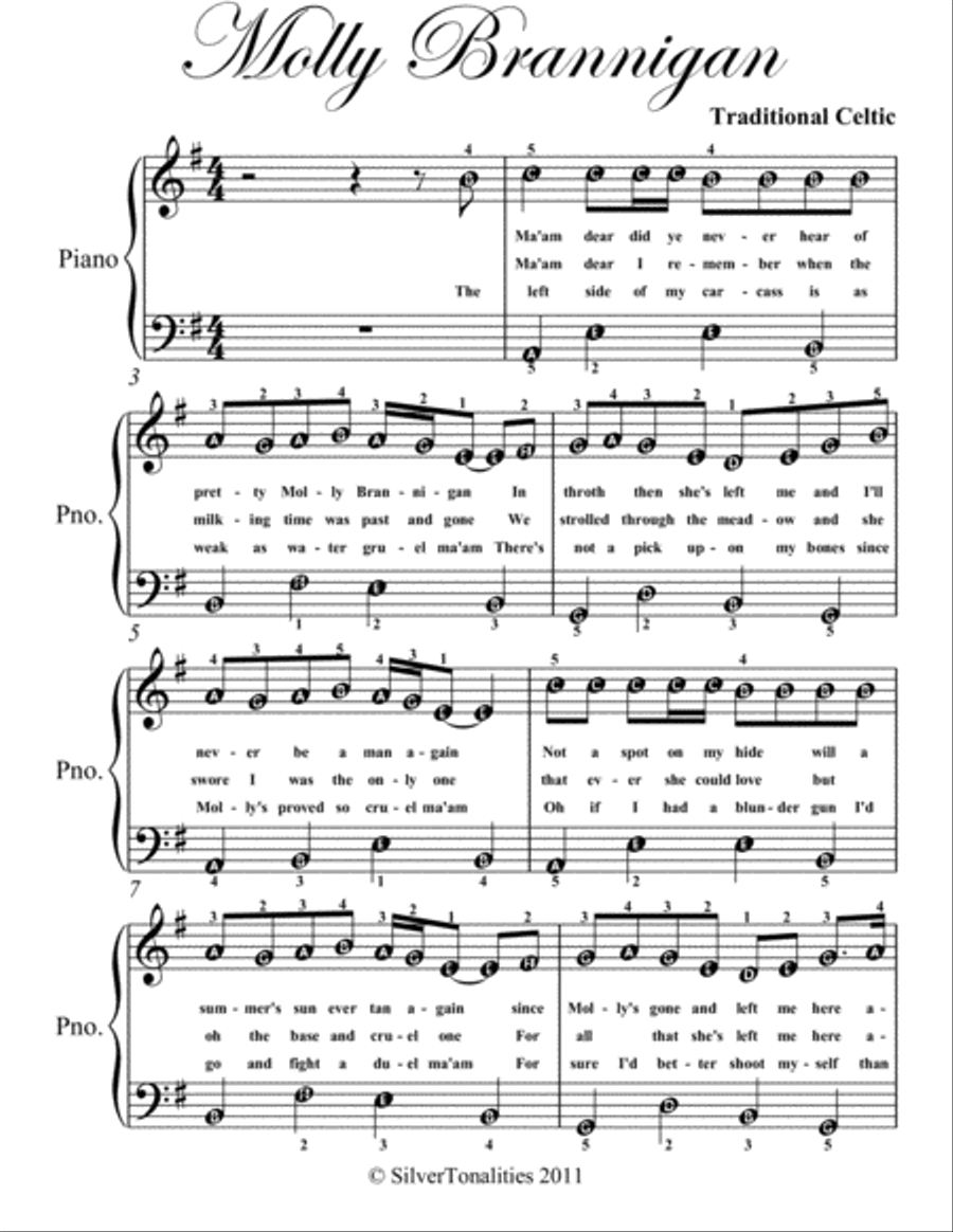 Molly Brannigan Easy Piano Sheet Music Easy Piano scores gallery preview page 2