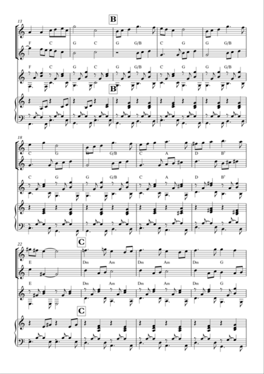 Instrumental Interlude 2'13 for 2 flutes, guitar and/or piano by Simon Peberdy Small Ensemble scores gallery preview page 3