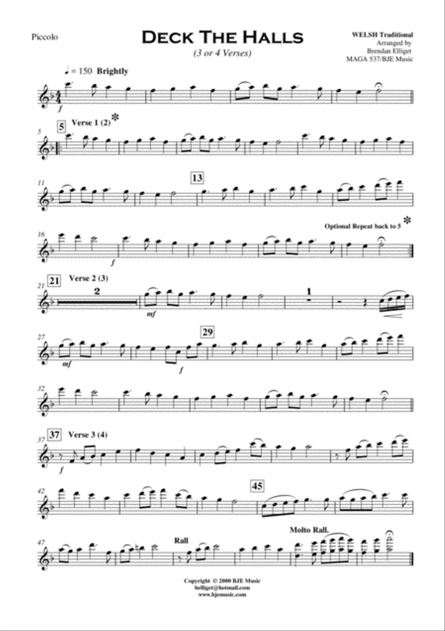 Deck The Halls - Concert Band with Optional Strings score and Parts PDF Concert Band scores gallery preview page 2