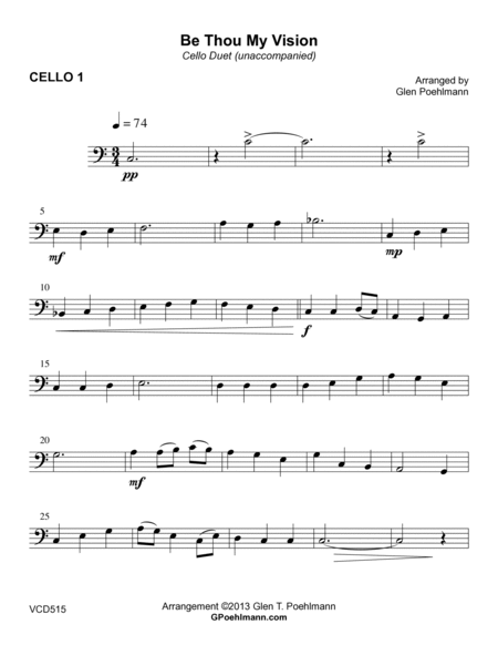 BE THOU MY VISION - CELLO DUET (unaccompanied) (Grade 3-) image number null