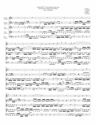 Book cover for Sinfonia from Cantata BWV 75, part 2 (arrangement for 5 recorders)