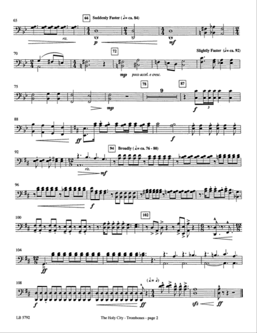 The Holy City (arr. Mark Hayes) - Trombone 1 & 2 Choir scores gallery preview page 2