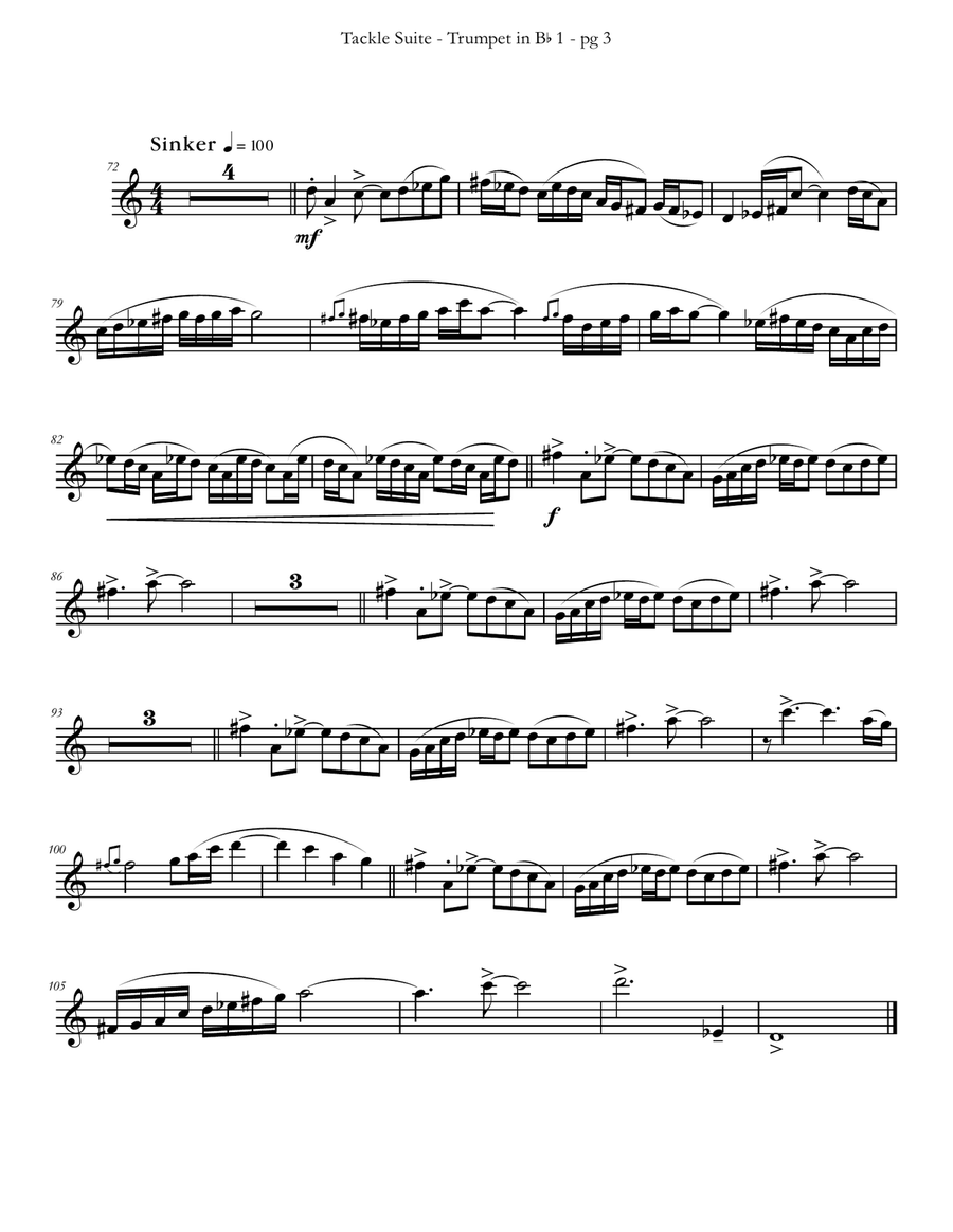 Tackle Suite for Trumpet Trio by Eddie Lewis Trumpet Trio scores gallery preview page 4