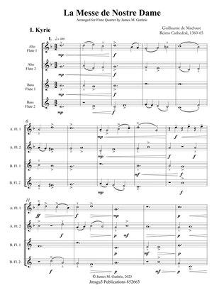 Machaut: La Messe de Nostre Dame for Flute Quartet - Score Only