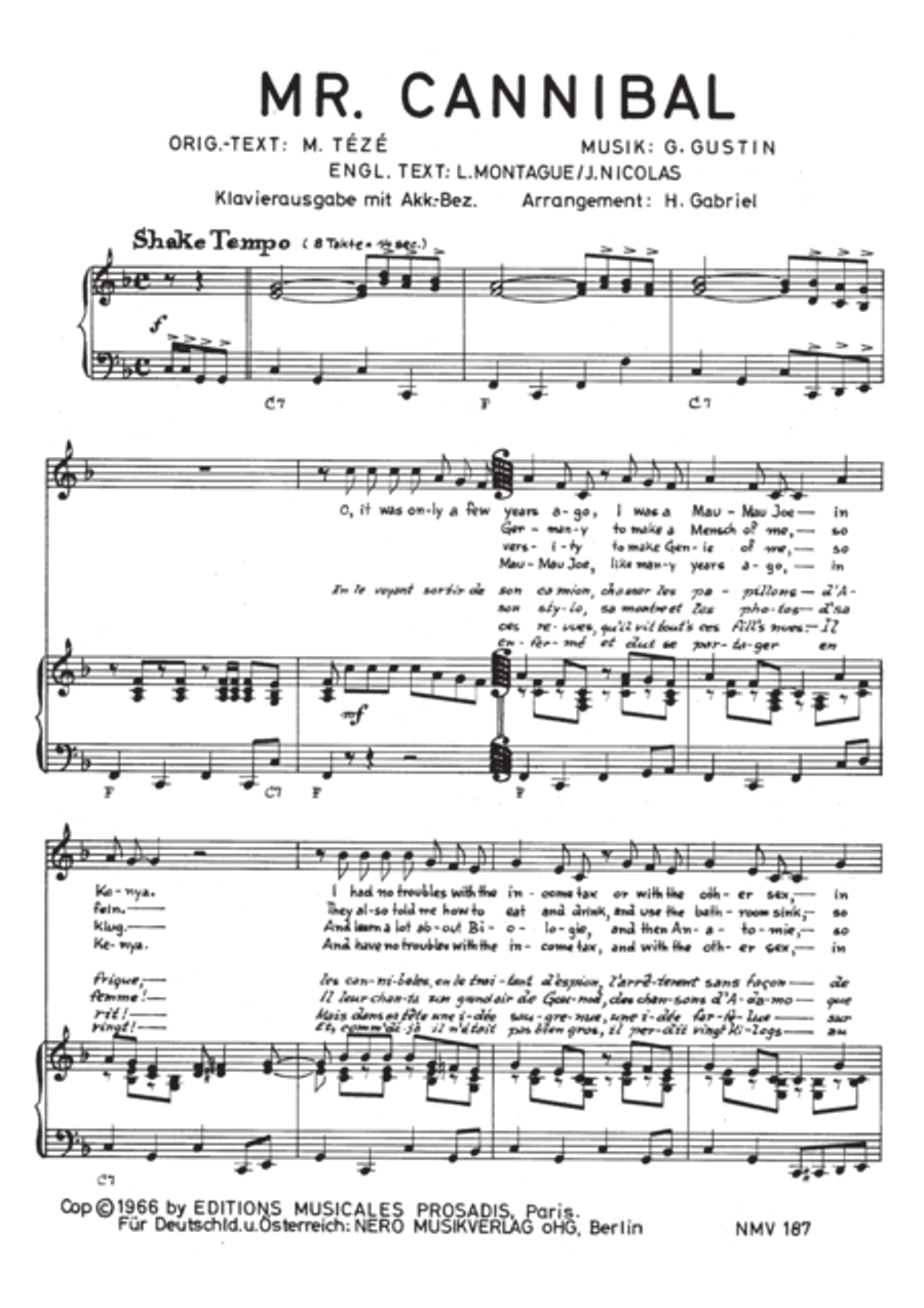 Mr. Cannibal (Monsieur Cannibale) Voice scores gallery preview page 3
