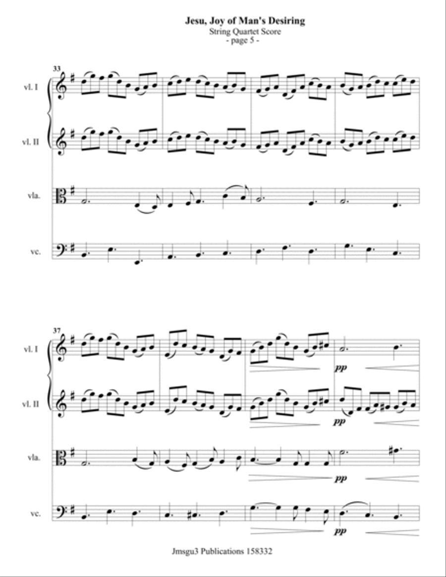 Bach: Jesu, Joy of Man's Desiring for String Quartet String Quartet scores gallery preview page 5