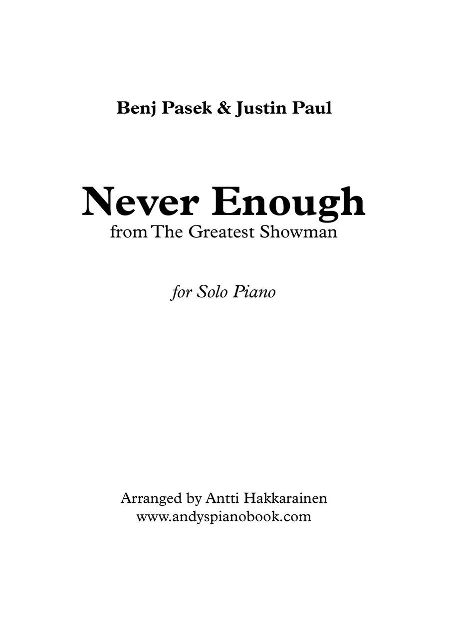 Never Enough Piano Solo scores gallery preview page 1