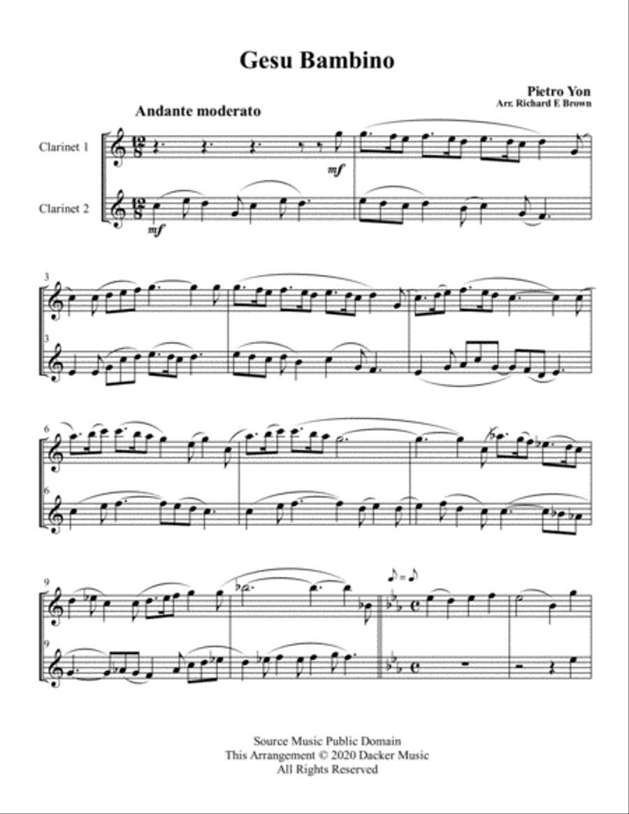 Gesu Bambino - Clarinet Duo Clarinet Duet scores gallery preview page 2