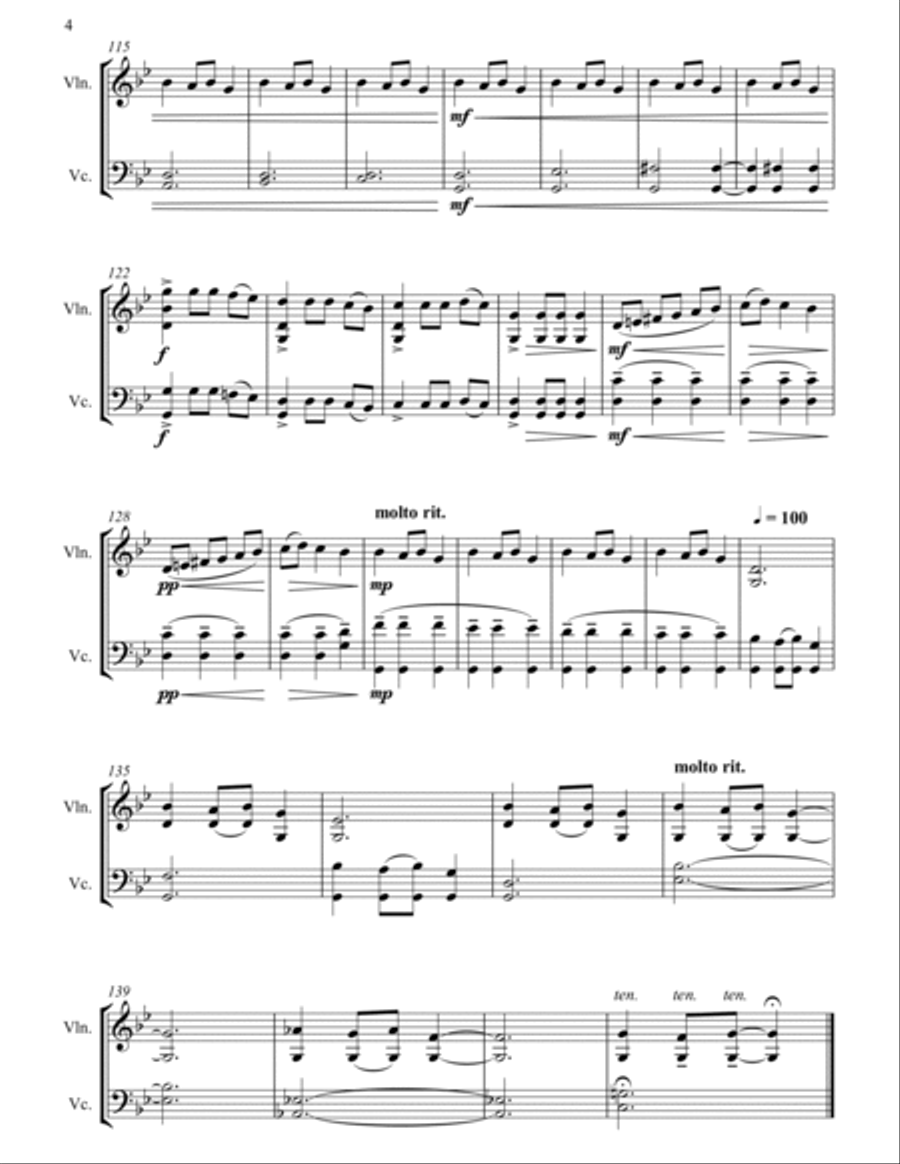 Carol of the Bells - Full Length Violin & Cello Arrangement by The Chapel Hill Duo String Duet scores gallery preview page 5