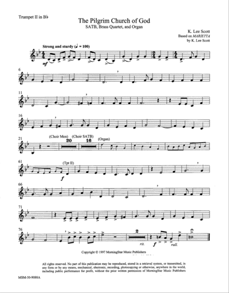 The Pilgrim Church of God (Downloadable Brass Quartet Parts) Choir scores gallery preview page 2