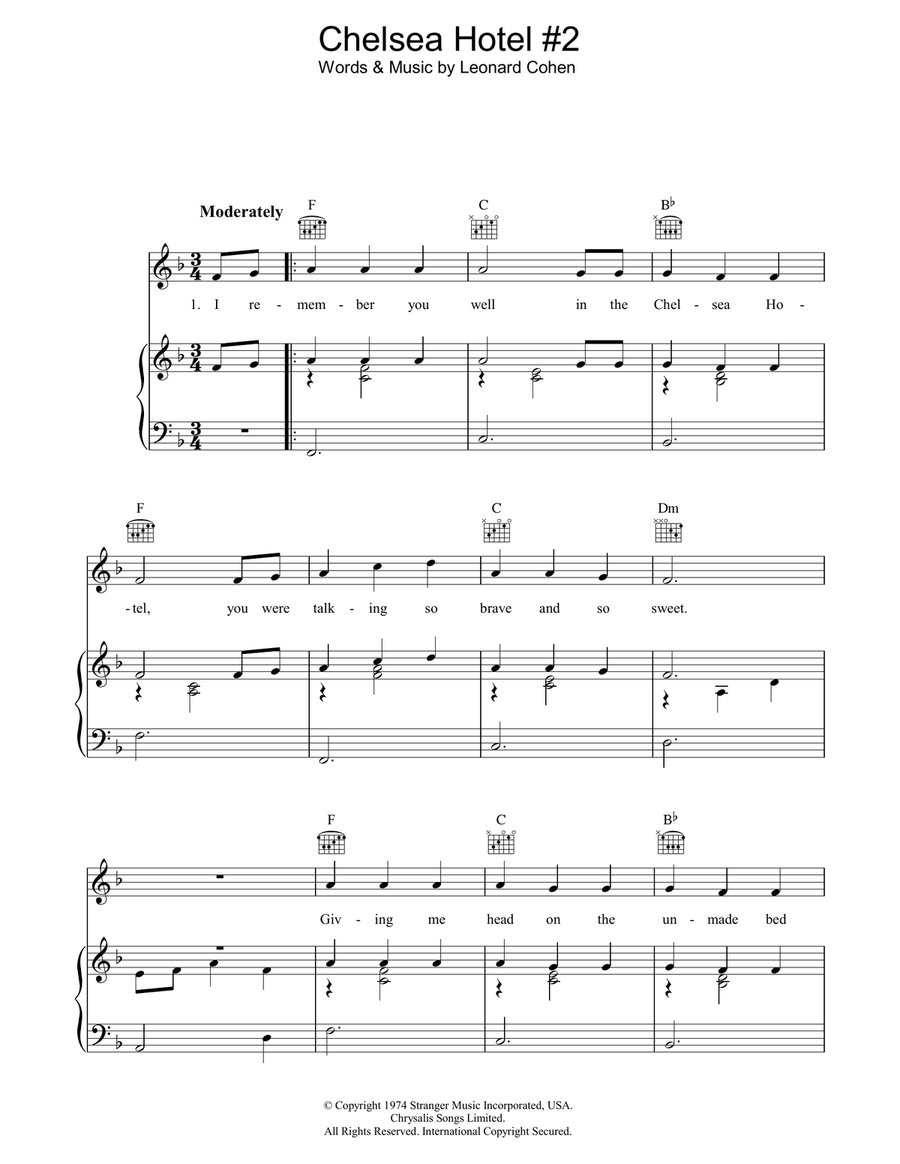 Chelsea Hotel #2 Piano, Vocal, Guitar scores gallery preview page 1