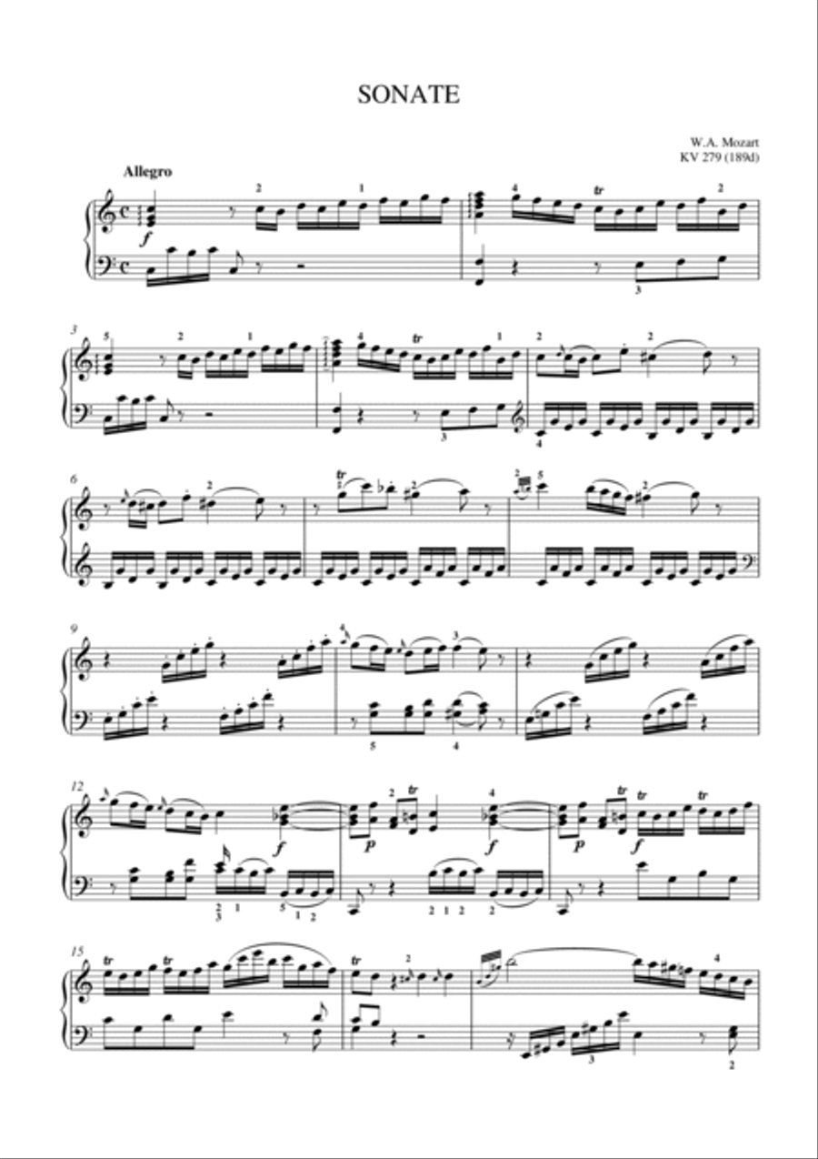 Mozart-Piano Sonata No.1 in C major, K.279 Piano Solo scores gallery preview page 2