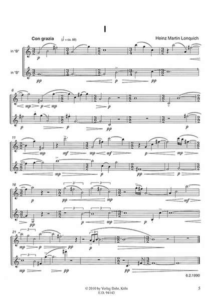 In weitem Raum (1991) -Vier Duette für zwei Klarinetten in B und A-