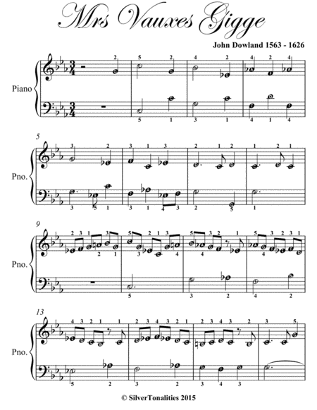 Mrs Vauxes Gigge Easy Piano Sheet Music