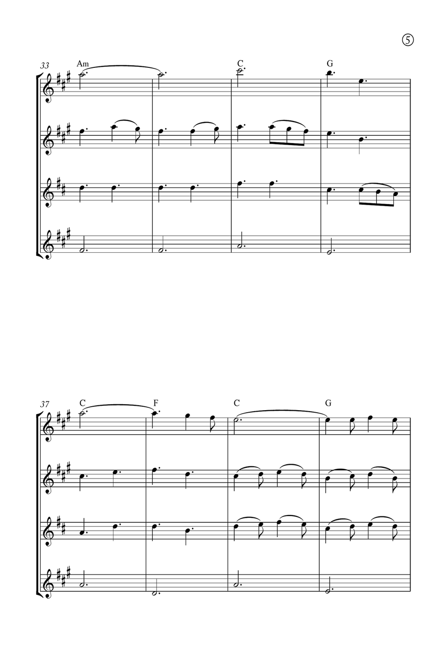 Oh Holy night Saxophone Quartet scores gallery preview page 5