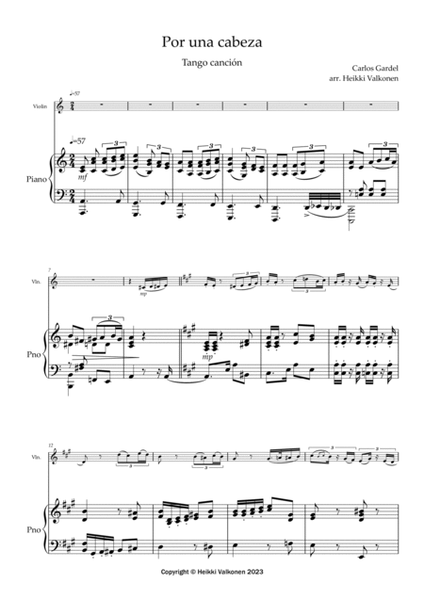 Por Una Cabeza for violin and piano image number null