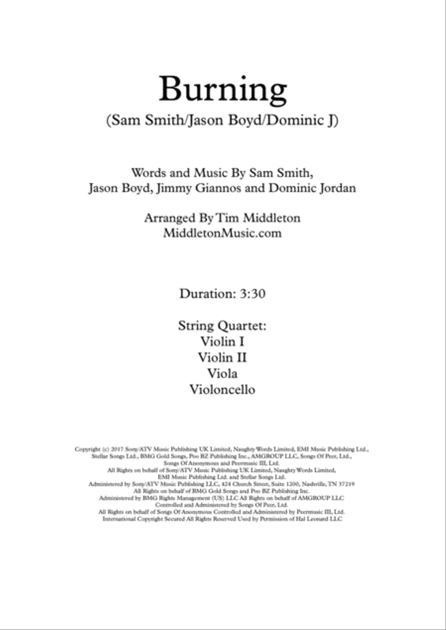 Burning Burning String Quartet scores gallery preview page 1
