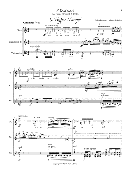 7 Dances for Flute, Clarinet, and Cello (Full Score Only)