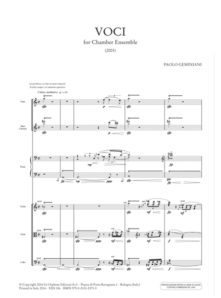 Voci for Chamber Ensemble (2003)