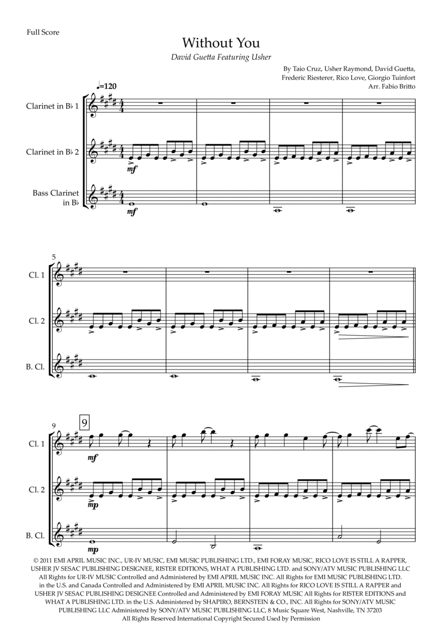 Without You Clarinet Trio scores gallery preview page 1