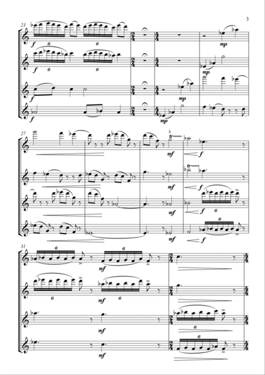 'Voices' for four flutes 'Voices' for four flutes Flute Quartet scores gallery preview page 3