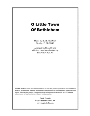 O Little Town Of Bethlehem - Lead sheet arranged in traditional and jazz style (key of F)