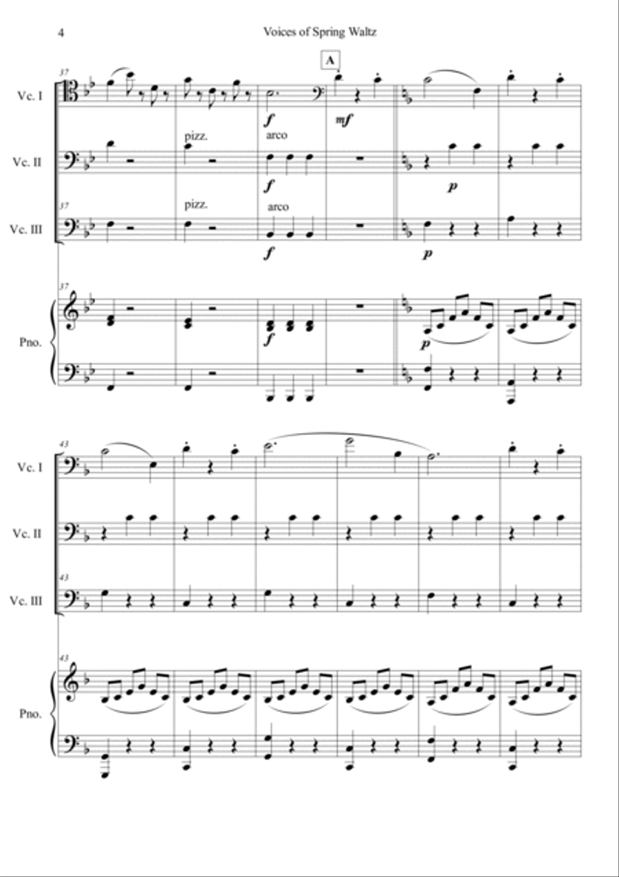 Voice of Spring Waltz Piano Quartet scores gallery preview page 4