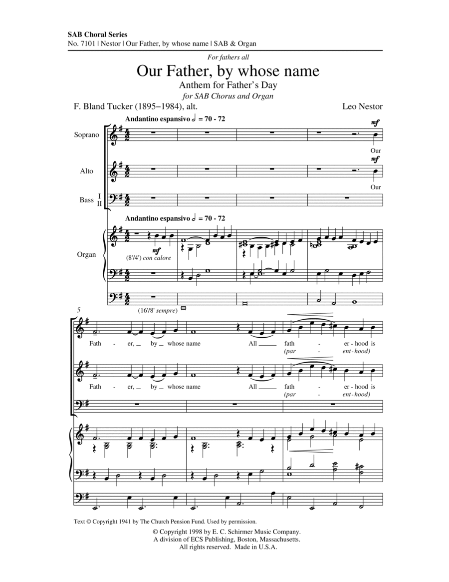Our Father, By Whose Name 3-Part scores gallery preview page 1