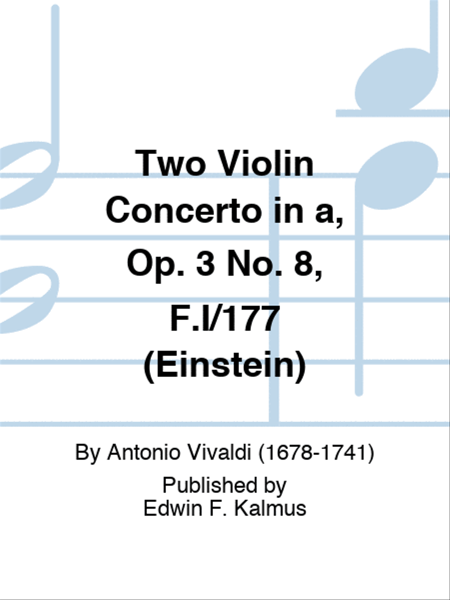 Two Violin Concerto in a, Op. 3 No. 8, F.I/177 (Einstein) Orchestra scores gallery preview page 1