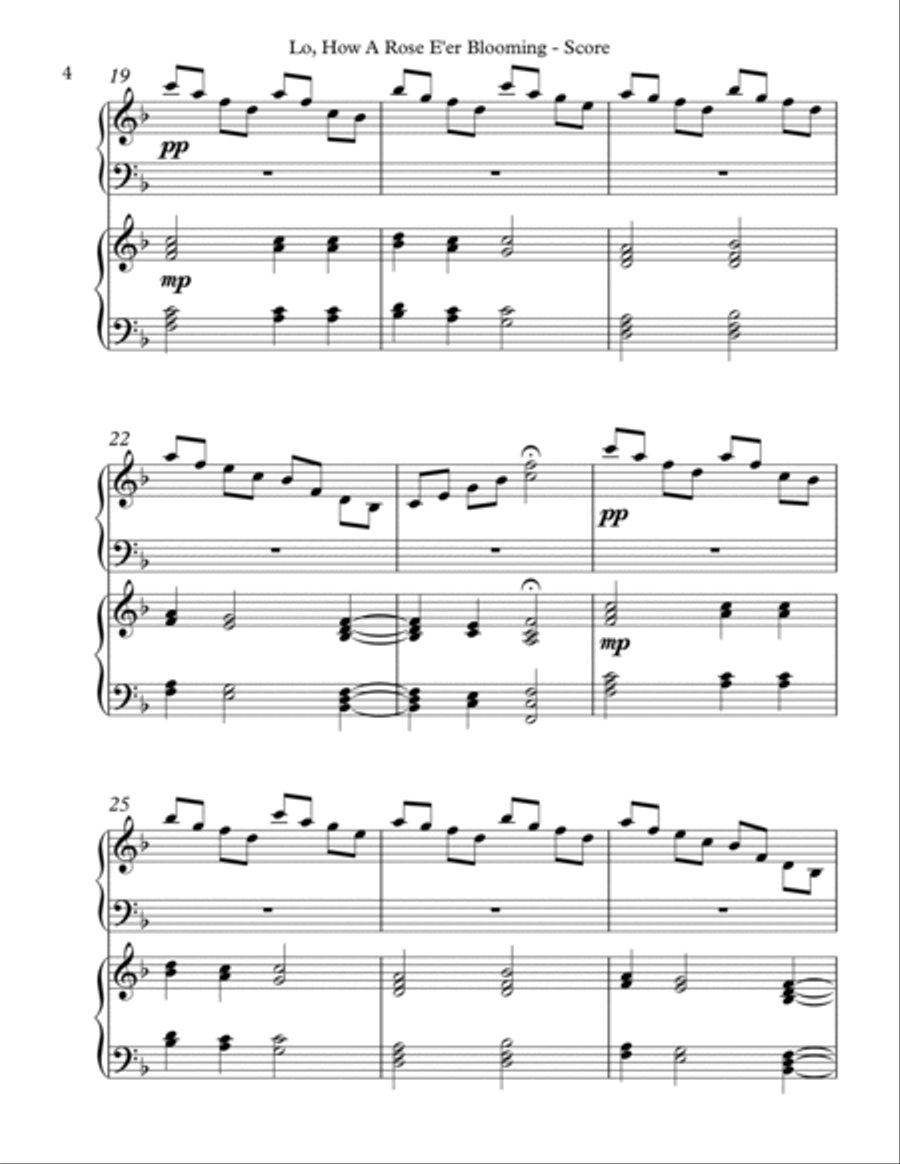 LO, HOW A ROSE E'ER BLOOMING, Harp Duet Celtic Harp scores gallery preview page 4
