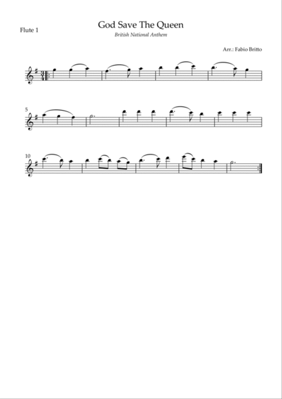 God Save The Queen (British National Anthem) for Flute Duo God Save The Queen (British National Anthem) for Flute Duo Flute Duet scores gallery preview page 2