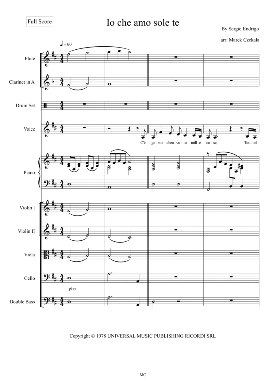 Io Che Amo Solo Te Clarinet scores gallery preview page 1