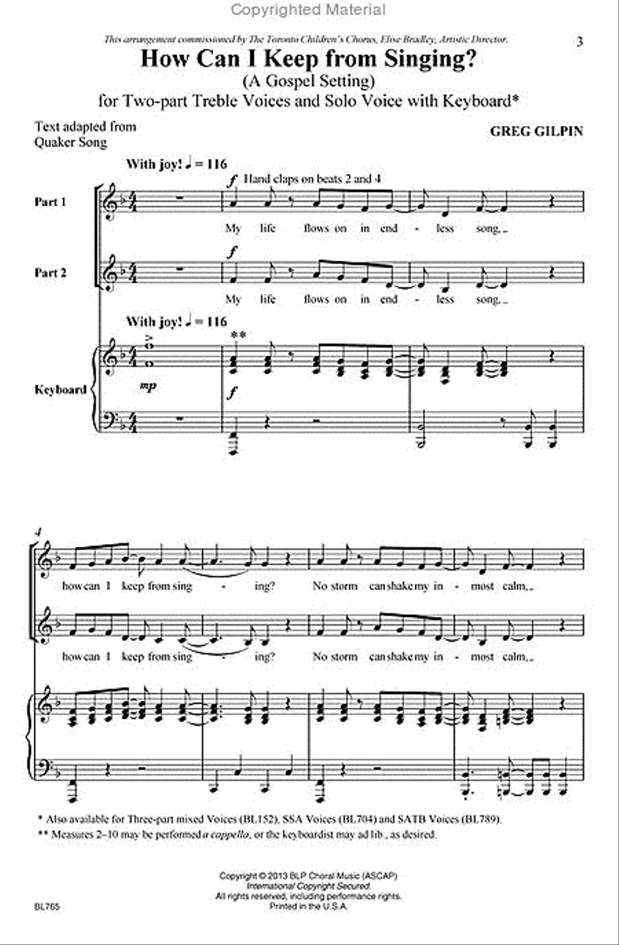 How Can I Keep From Singing? Choir scores gallery preview page 2