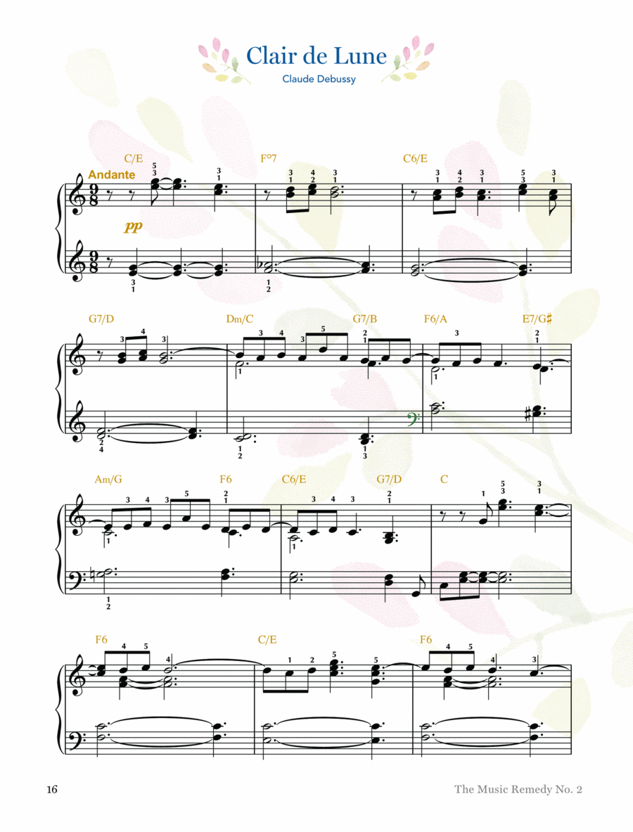 Clair de Lune (arranged for Intermediate Piano) from Suite Bergamasque.